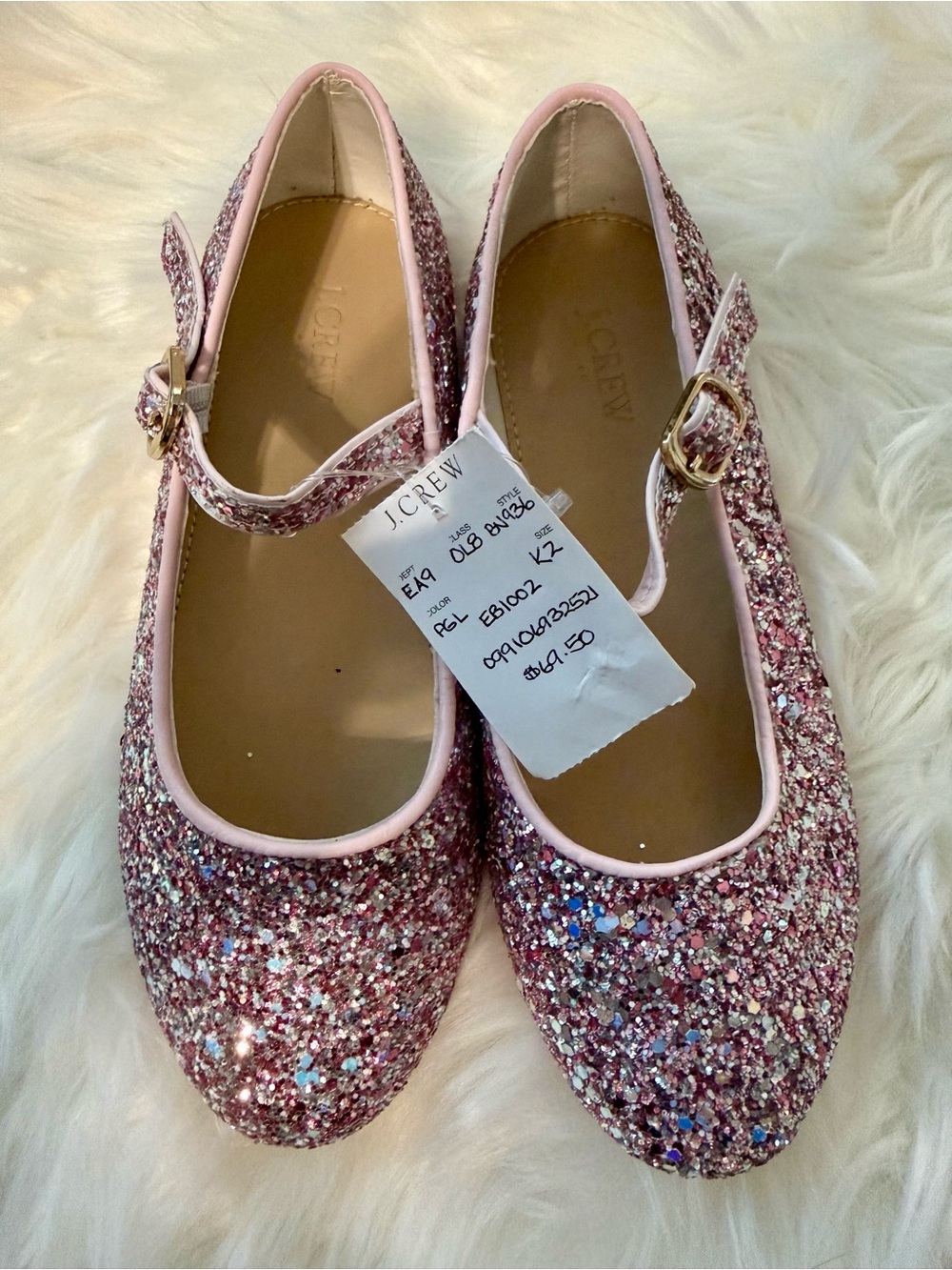 J. Crew Girls' Pink Glitter Mary Jane Shoes Size K2
